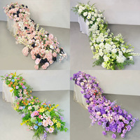 Chemin de table de mariage en fleurs artificielles colorées, centre de table, arrangement de fleurs artificielles pour mariage