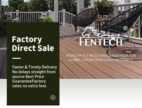Plancher en composite WPC Fentech au design moderne, co-extrusion, imperméable, antidérapant, installation par clipsage pour terrasse de jardin et utilisation en parc