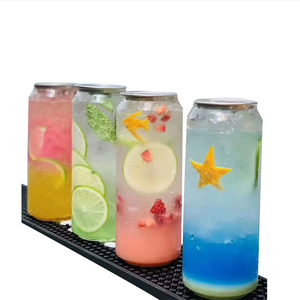 Hot Selling Unique Shape Empty PET Boba Tea Bubble Drinks Plastic Juice Soda Can wth Easy Open End