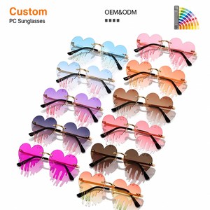 Gafas de Sol de Lente de PC sin Montura, Forma de Lágrima, Marco de Plástico y Metal, Color Degradado, Unisex, Moda - Product Image 5