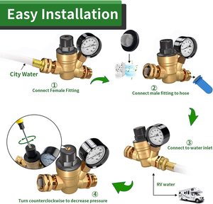 Regulador de Agua Ajustable de Latón sin Plomo COVNA DN20 de 3/4 Pulgadas con Manómetro - Product Image 1
