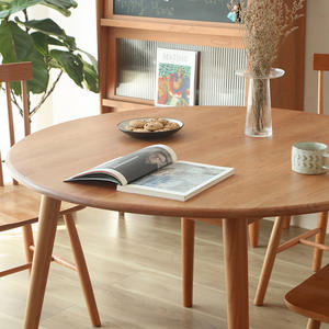 Japanese Style Solid Wood <b>Round</b> <b>Dining</b> <b>Table</b> Cherry Wood Modern Minimalist Stable Design For Home <b>Dining</b> Room - Product Image 1