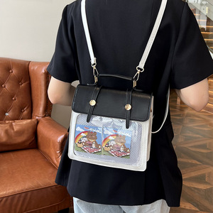 Custom Embossed Logo Pu Preppy Display Grid Window Anime Pin Display Block Ita <b>Backpack</b> School Uniform Transparent Itabag - Product Image 2