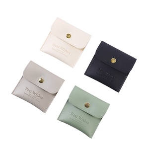 Custom Logo Eco-friendly PU Leather Modern Luxury Jewellery Pouch Button Closure Packaging Pouches for <b>Rings</b> Earrings Necklace - Product Image 6