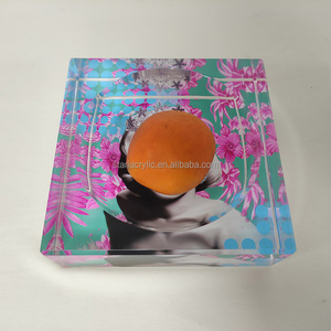 큐브 아크릴 사탕 그릇 화려한 아크릴 사탕 접시 사각형 네온 루사이트 사탕 그릇 - Product Image 6