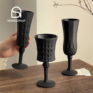 Copa de champán en relieve con diamante negro de lujo, Copa Vintage de cristal, copa de champán de vino <span class=keywords><strong>dulce</strong></span> - Product Image 1