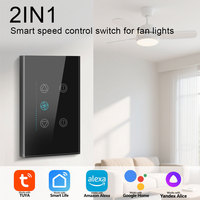 Interrupteur de ventilateur intelligent Wi-Fi à écran tactile en verre, durable, 10A, en ABS et PC, pour solutions domotiques Tuya, pour ventilateurs de plafond, 100V-240V, pour États-Unis et Australie