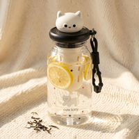 Lastic Waterfles Schattige appelvormige cartoon Kawaii fruitinfuser beker met zeef thee koude brouw fles voor school kantoor