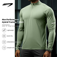 T-shirts de sport pour hommes à séchage rapide en tissu mesh, vêtements de fitness, vêtements de sport actifs, manches longues, course à pied, randonnée, gym