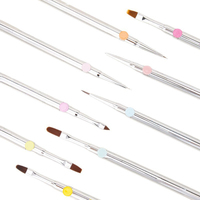 Set Kuas Nail Art 9 Pcs Grosir, Tip Lepas Pasang dengan Tempat Pen, Dapat Dikustomisasi untuk Lukisan Manikur Bunga dan Liner