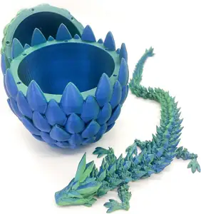 Dragon imprimé en 3D de 12 pouces dans l'oeuf, dragon de cristal de dragon entièrement articulé avec l'oeuf de dragon, jouets de bureau exécutif de décor de bureau à domicile