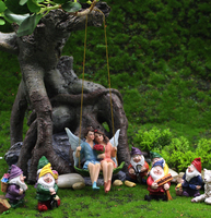 Petit couple de fées d'extérieur DD4084 figurines de fées miniatures en résine balançoire décor accessoires de jardin suspendus et fées cadeaux