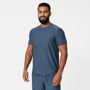 T-shirts pour hommes en coton épais 100 %, logo personnalisé, séchage rapide, col doux, coupe classique, manches courtes, t-shirts à col contrastant, motif lettres - Product Image 1