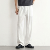 Pantalon décontracté en lyocell et lin tissé haut de gamme ODM, coupe classique pour homme, taille élastique, taille mi-haute, léger pour l'été