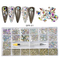 Nouveau cristal AB couleur arc-en-ciel strass en vrac pour nail art décorations de charme boîte 3D acrylique ongles strass décoration