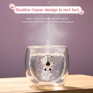 แก้วกาแฟสองชั้นลายหมีน่ารัก แก้วสองชั้นลายการ์ตูนสัตว์น่ารัก แก้วนมลายแมว เป็ด สุนัข ของขวัญน่ารักสำหรับผู้หญิง ของขวัญคริสต์มาส - Product Image 4