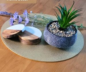 Almacén de EE. UU. Decoración para el hogar Calentamiento DE LA CASA Posavasos de madera de acacia y mármol para grabado láser Posavasos en blanco Regalos - Product Image 3