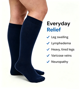 Chaussettes de compression quotidiennes pour le soulagement des jambes fatiguées, des varices et des gonflements, à hauteur du genou, pour mollets larges, avec bout sans couture et bord côtelé - Product Image 4