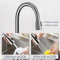 Robinets d'eau flexibles pour appareils sanitaires Mitigeur monotrou Robinets d'évier de cuisine en acier inoxydable avec pulvérisateur extractible