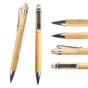 Selling Bulk Press Environmental Bamboo Ballpoint <b>Pen</b> With Printed Customized Logo for Stylo Office Stationery - Product Image 1