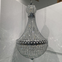 Lustres suspendus luxueux à lumière chaude, style Empire français, en cristal avec cadre argenté