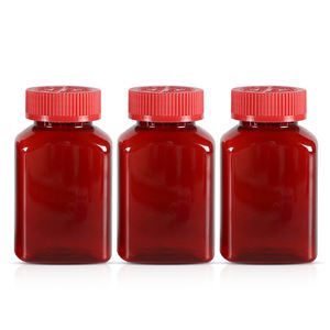 Custom Red Square PET Jar 100ml 120ml 150ml Glossy Finish with Tamper Proof Seal for Medicine <b>Packaging</b> - Product Image 4
