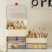 Glänzende Kunststoff-Kosmetikbox mit Großer Kapazität, Staubdicht, mit Schublade für Schminktisch, zur Aufbewahrung von Kosmetik und Lippenstiften