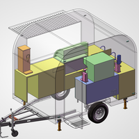 Remorque de camion-restaurant en aluminium sur mesure à 4 roues, type camping-car, avec cuisine complète, résistante à la rouille, alimentation intégrée et isolation.