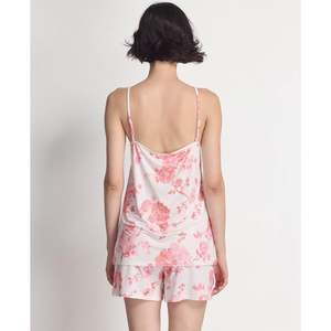 Conjunto de pijama de camiseta para mujer, suave, de viscosa de bambú, top y pantalones cortos con estampado floral, ropa de dormir de tencel modal para mujer, conjuntos de ropa de descanso. - Product Image 3