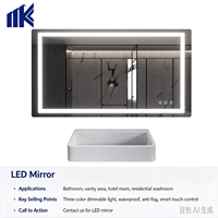 Miroir de salle de bain LED personnalisé à commande tactile, anti-buée, miroir de maquillage mural pour appartement, hôtel, miroir LED pleine longueur à bas prix