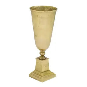 Florero de vidrio de Metal decorativo para el hogar chapado en oro en base cuadrada florero de piso de Metal de mesa fundido de aluminio para Decoración - Product Image 1