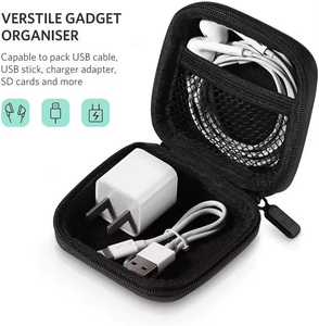 Vuông Earbud trường hợp xách tay EVA mang trường hợp lưu trữ túi điện thoại di động Phụ Kiện Organizer với Carabiner cho tai nghe - Product Image 3