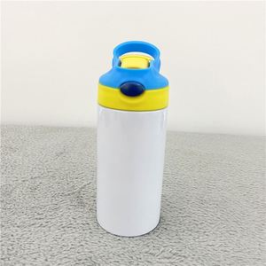 Bouteille d'eau isolée pour enfants, 12 oz, blanche, de même largeur de haut en bas, vierge pour sublimation - Product Image 3