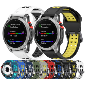 Correa de silicona deportiva RYB de doble color 20mm 22mm 26mm para <span class=keywords><strong>Garmin</strong></span> <span class=keywords><strong>Fenix</strong></span> 7 7X <span class=keywords><strong>7S</strong></span> Forerunner 965 Instinct 2 2X 2S Approach S70 - Product Image 1