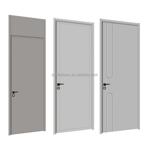 ประตูแผงผิวไม้ HDF MDF สีขาวไพรเมอร์สนไม้ภายในสำหรับโครงการบ้านขายส่งพร้อมประตูล็อคอัจฉริยะ - Product Image 1