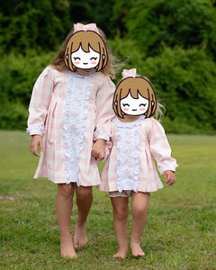 Cutie Monogram Pink Plaid Ruffles Pañal Set Custom Lovely Match Girls Dress Cotton Kids Girls Outfit Sets - Product Image 2