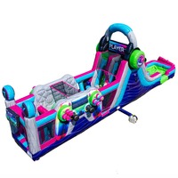 Château gonflable Glitch Gamer avec toboggan aquatique, thème manette de jeu, combo gonflable avec toboggan