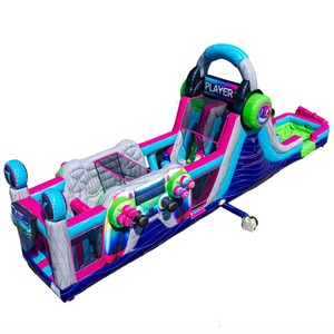 Château gonflable Glitch Gamer avec toboggan aquatique, thème manette de jeu, combo gonflable avec toboggan - Product Image 4