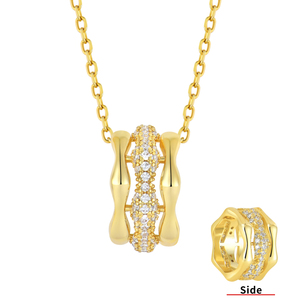 YILUN élégant collier pendentif plaqué or zircon cubique bijoux classiques cercle d'éternité collier en argent Sterling 925 pour les femmes - Product Image 1