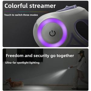 Tali hewan peliharaan nilon dapat ditarik otomatis, untuk anjing ukuran kecil sedang 3.5m tali kucing peliharaan pita hewan lampu LED" - Product Image 4