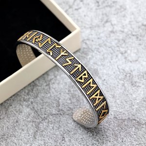 yunnique Nordic Stainless Steel Cuff <b>Bracelet</b> <b>Viking</b> Runes Open Design Unisex Jewelry Gift - Product Image 4