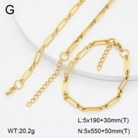 Conjunto de Collar y Pulsera de Cadena de Eslabones Tipo Clip de Papel, Acero Inoxidable con Baño de Oro de 18k Resistente al Deslustre, Cadena Cubana para Hombre