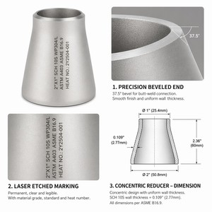 Konzentrischer Stumpfschweißreduktor aus Kohlenstoffstahl SCH40 SCH80 ASME B16.9 ASTM A234 WPB für Öl, Gas und Petrochemie - Product Image 3