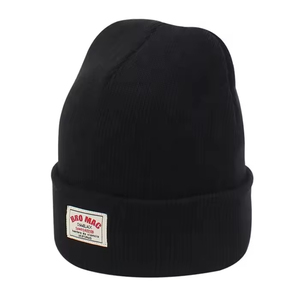 OEM/ODM Bán Buôn Đồng Bằng Dệt Kim Beanie 100% Acrylic Jacquard Thêu Vá Biểu Tượng Tùy Chỉnh Unisex Mùa Đông Dệt Kim Mũ - Product Image 2