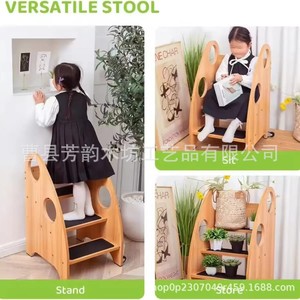 Wooden Learning Tower 11 Inch Wide Step Sit Stand <b>Stool</b> For Kids <b>Kitchen</b> <b>Helper</b> - Product Image 4