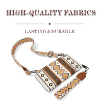 Tas genggam wanita, dompet Barat tali bahu dapat dilepas & disesuaikan Boho Aztec pemegang kartu kredit