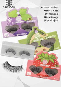 Crenobil Ciglia Finte 8D K239 a Forma di Cuore con Fascia in Cotone, Ciglia a Striscia Completa - Product Image 3