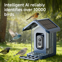 Mangeoire à oiseaux automatique intelligente en plastique avec caméra IA, batterie rechargeable, vidéo HD 2.5K, reconnaissance des espèces d'oiseaux en temps réel, étanche pour l'extérieur