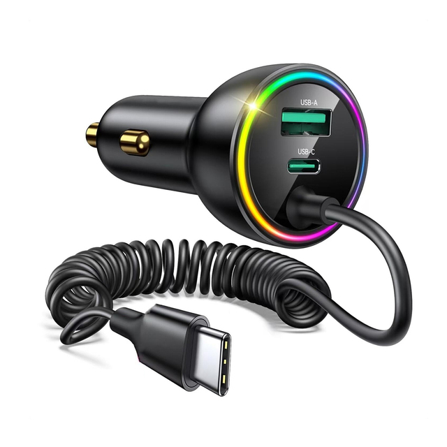 75W PD + QC3.0 Car Charger with USB-C Cable Compatible Safe Fast Charging Limited Stock for iPhone 16e 15 Pro Max Fast Charging