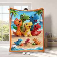 Couverture en flanelle à imprimé numérique 3D de dinosaures mignons, couverture de dinosaure, polaire douce et chaude, couvertures de dinosaures, cadeaux pour garçons